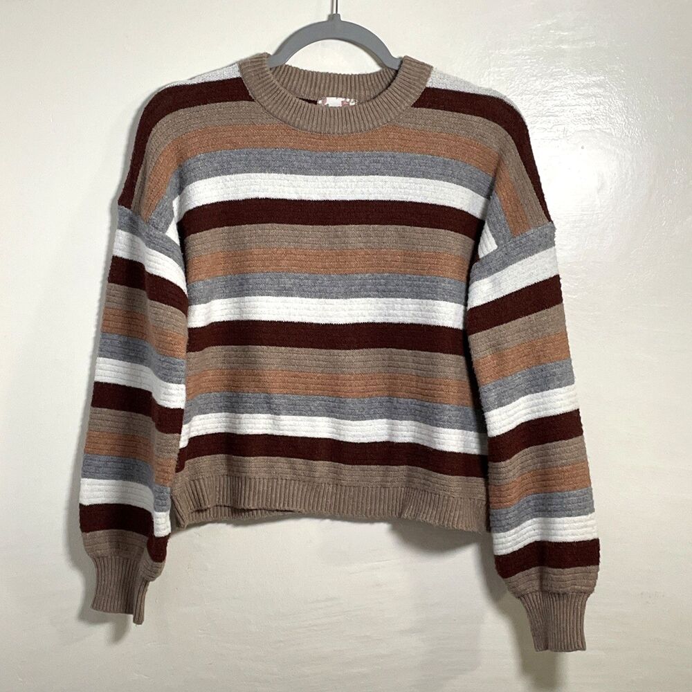 Pink Republic Women's Pullover Striped Multicolor Sweater Long Sleeve Size XS